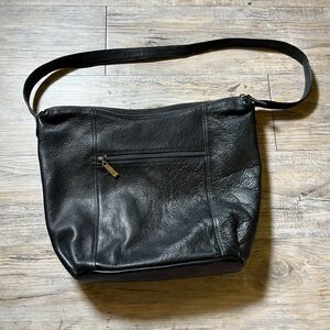 Tano Shoulder Bag Leather Black Zip Vintage 90s Purse